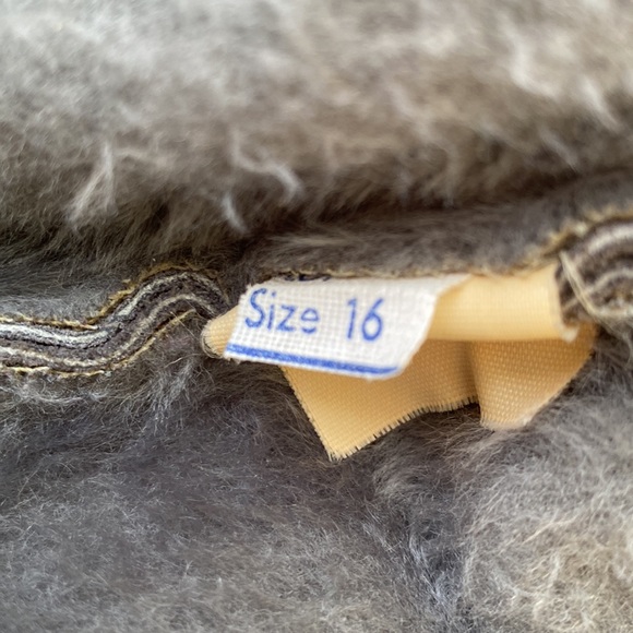 Vintage A&F 1970s Abercrombie Fitch Gray Suede Faux Fur Belted Coat Jacket - L - Picture 12 of 16